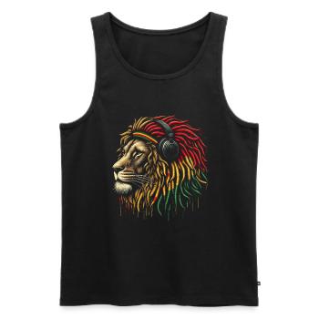 Lion jamaïcain Reggae Root Lion Judah Rasta - Débardeur bio Premium Homme - noir - Devant - Michal (187cm)