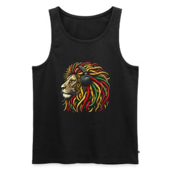 Lion jamaïcain Reggae Root Lion Judah Rasta - Débardeur bio Premium Homme - noir - Devant - Michal (187cm)