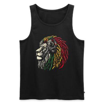 Lion jamaïcain Reggae Root Lion Judah Rasta - Débardeur bio Premium Homme - noir - Devant - Michal (187cm)