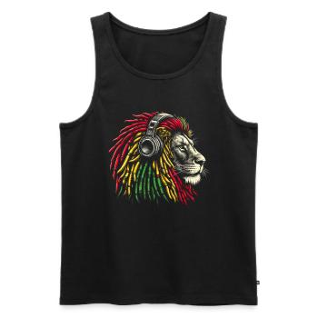 Lion jamaïcain Reggae Root Lion Judah Rasta - Débardeur bio Premium Homme - noir - Devant - Michal (187cm)
