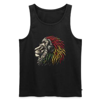 Lion jamaïcain Reggae Root Lion Judah Rasta - Débardeur bio Premium Homme - noir - Devant - Michal (187cm)