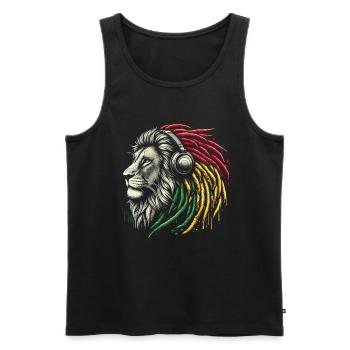 Lion jamaïcain Reggae Root Lion Judah Rasta - Débardeur bio Premium Homme - noir - Devant - Michal (187cm)