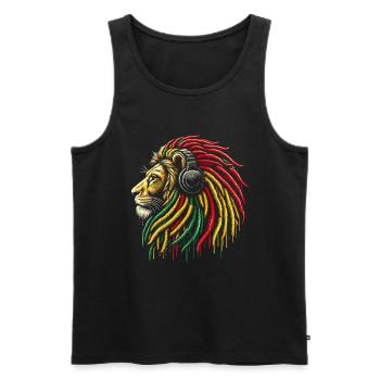Lion jamaïcain Reggae Root Lion Judah Rasta - Débardeur bio Premium Homme - noir - Devant - Michal (187cm)