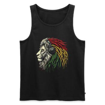 Lion jamaïcain Reggae Root Lion Judah Rasta - Débardeur bio Premium Homme - noir - Devant - Michal (187cm)