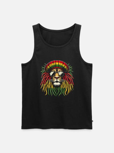 Lion jamaïcain Reggae Root Lion Judah Rasta - Débardeur bio Premium Homme - noir