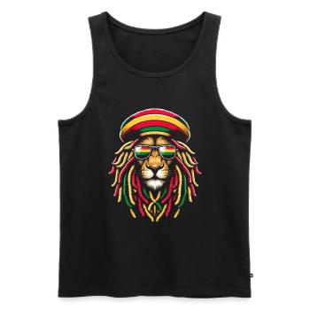 Lion jamaïcain Reggae Root Lion Judah Rasta - Débardeur bio Premium Homme - noir - Devant - Michal (187cm)