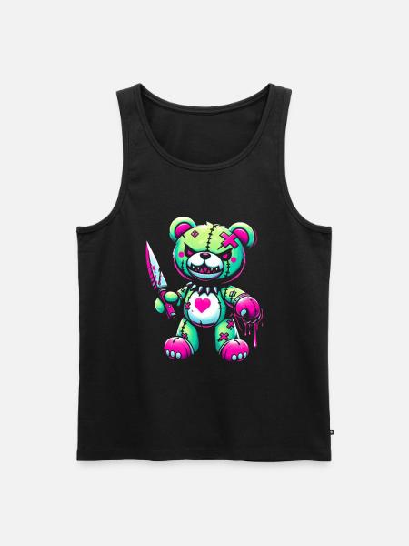 Pastell, Goth, Nallebjörn, Skräck, Läskigt, Skrämmande - Ekologisk premium tanktopp herr - svart