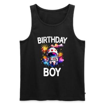 Birthday Boy Astronaut Space Theme Birthday - Men's Premium Organic Tank Top - black - Front - Michal (187cm)