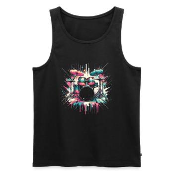 Buntes Abstraktes Drum Set Drummer Drumming - Männer Premium Bio Tank Top - Schwarz - Vorne - AI Model Male 178 light (178cm)