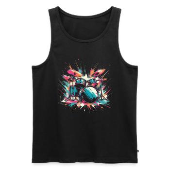 Buntes Abstraktes Drum Set Drummer Drumming - Männer Premium Bio Tank Top - Schwarz - Vorne - AI Model Male 178 light (178cm)