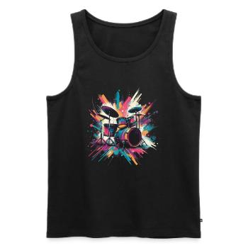 Buntes Abstraktes Drum Set Drummer Drumming - Männer Premium Bio Tank Top - Schwarz - Vorne - AI Model Male 178 light (178cm)