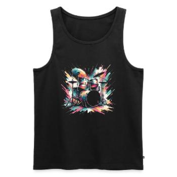 Buntes Abstraktes Drum Set Drummer Drumming - Männer Premium Bio Tank Top - Schwarz - Vorne - AI Model Male 178 light (178cm)