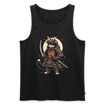 Japanische Samurai -Katzenkrieger Retro Ninja - Männer Premium Bio Tank Top - Schwarz - Vorne - AI Model Male 178 light (178cm)