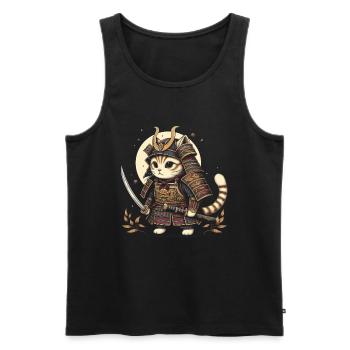Japanische Samurai -Katzenkrieger Retro Ninja - Männer Premium Bio Tank Top - Schwarz - Vorne - AI Model Male 178 light (178cm)
