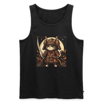 Japanische Samurai -Katzenkrieger Retro Ninja - Männer Premium Bio Tank Top - Schwarz - Vorne - AI Model Male 178 light (178cm)