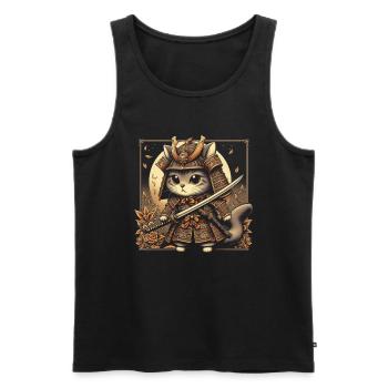Japanische Samurai -Katzenkrieger Retro Ninja - Männer Premium Bio Tank Top - Schwarz - Vorne - AI Model Male 178 light (178cm)
