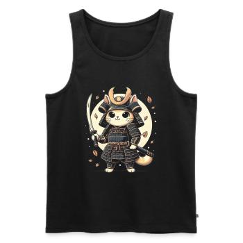 Japanische Samurai -Katzenkrieger Retro Ninja - Männer Premium Bio Tank Top - Schwarz - Vorne - AI Model Male 178 light (178cm)