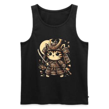 Japanese Samurai Cat Warrior Retro Ninja - Men's Premium Organic Tank Top - black - Front - AI Model Male 178 light (178cm)