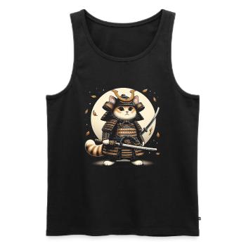 Japanische Samurai -Katzenkrieger Retro Ninja - Männer Premium Bio Tank Top - Schwarz - Vorne - AI Model Male 178 light (178cm)