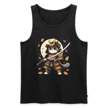 Japanische Samurai -Katzenkrieger Retro Ninja - Männer Premium Bio Tank Top - Schwarz - Vorne - AI Model Male 178 light (178cm)