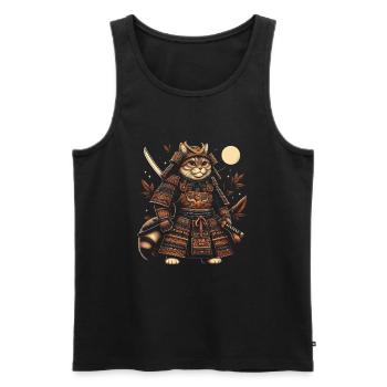 Japanische Samurai -Katzenkrieger Retro Ninja - Männer Premium Bio Tank Top - Schwarz - Vorne - AI Model Male 178 light (178cm)