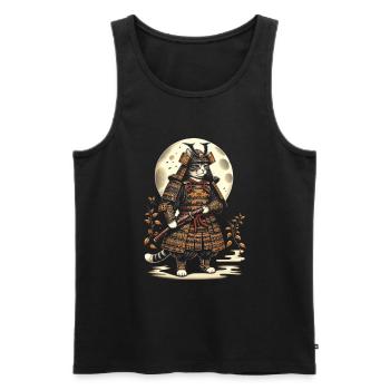 Japanische Samurai -Katzenkrieger Retro Ninja - Männer Premium Bio Tank Top - Schwarz - Vorne - AI Model Male 178 light (178cm)
