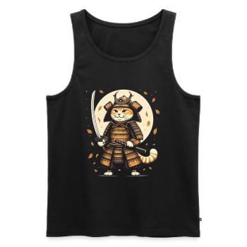 Japanische Samurai -Katzenkrieger Retro Ninja - Männer Premium Bio Tank Top - Schwarz - Vorne - AI Model Male 178 light (178cm)