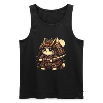 Japanische Samurai -Katzenkrieger Retro Ninja - Männer Premium Bio Tank Top - Schwarz - Vorne - AI Model Male 178 light (178cm)
