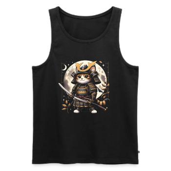Japanische Samurai -Katzenkrieger Retro Ninja - Männer Premium Bio Tank Top - Schwarz - Vorne - AI Model Male 178 light (178cm)