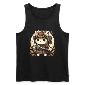 Japanische Samurai -Katzenkrieger Retro Ninja - Männer Premium Bio Tank Top - Schwarz - Vorne - AI Model Male 178 light (178cm)
