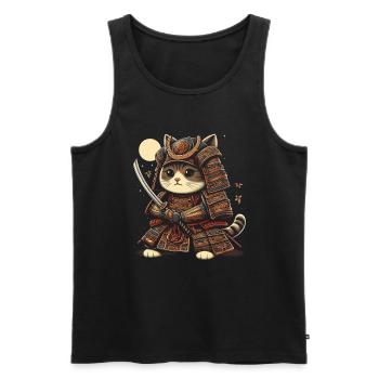 Japanische Samurai -Katzenkrieger Retro Ninja - Männer Premium Bio Tank Top - Schwarz - Vorne - AI Model Male 178 light (178cm)