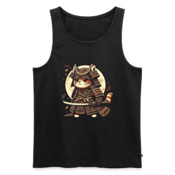 Japanische Samurai -Katzenkrieger Retro Ninja - Männer Premium Bio Tank Top - Schwarz - Vorne - AI Model Male 178 light (178cm)