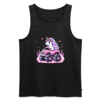 Monster Truck Einhorn Geburtstagsfeier Mädchen - Männer Premium Bio Tank Top - Schwarz - Vorne - Michal (187cm)