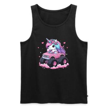 Monster Truck Einhorn Geburtstagsfeier Mädchen - Männer Premium Bio Tank Top - Schwarz - Vorne - Michal (187cm)