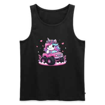 Monster Truck Einhorn Geburtstagsfeier Mädchen - Männer Premium Bio Tank Top - Schwarz - Vorne - Michal (187cm)