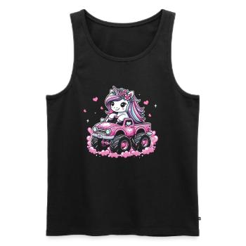 Monster Truck Einhorn Geburtstagsfeier Mädchen - Männer Premium Bio Tank Top - Schwarz - Vorne - Michal (187cm)
