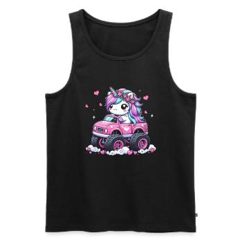 Monster Truck Einhorn Geburtstagsfeier Mädchen - Männer Premium Bio Tank Top - Schwarz - Vorne - Michal (187cm)