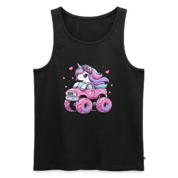 Monster Truck Einhorn Geburtstagsfeier Mädchen - Männer Premium Bio Tank Top - Schwarz - Vorne - Michal (187cm)