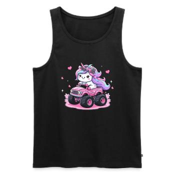 Monster Truck Einhorn Geburtstagsfeier Mädchen - Männer Premium Bio Tank Top - Schwarz - Vorne - Michal (187cm)