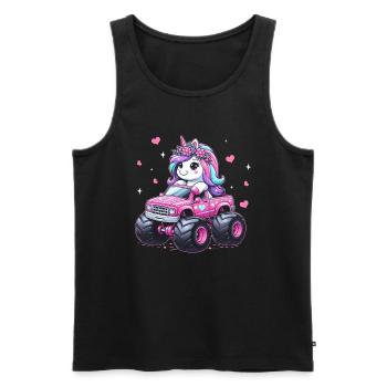 Monster Truck Einhorn Geburtstagsfeier Mädchen - Männer Premium Bio Tank Top - Schwarz - Vorne - Michal (187cm)