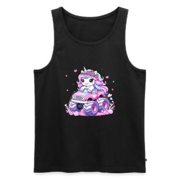 Monster Truck Einhorn Geburtstagsfeier Mädchen - Männer Premium Bio Tank Top - Schwarz - Vorne - Michal (187cm)