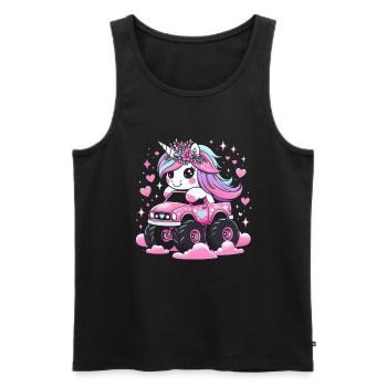 Monster Truck Einhorn Geburtstagsfeier Mädchen - Männer Premium Bio Tank Top - Schwarz - Vorne - Michal (187cm)