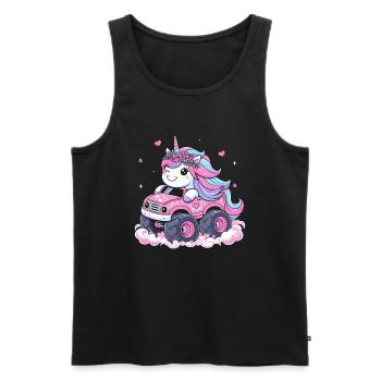 Monster Truck Einhorn Geburtstagsfeier Mädchen - Männer Premium Bio Tank Top - Schwarz - Vorne - Michal (187cm)