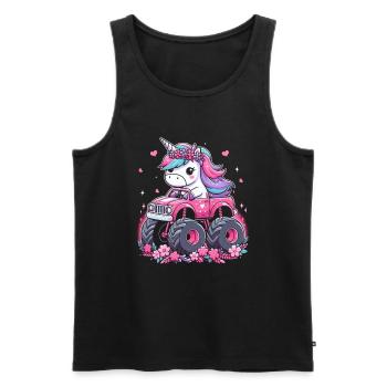 Monster Truck Einhorn Geburtstagsfeier Mädchen - Männer Premium Bio Tank Top - Schwarz - Vorne - Michal (187cm)