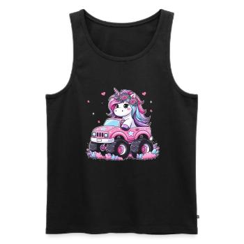 Monster Truck Einhorn Geburtstagsfeier Mädchen - Männer Premium Bio Tank Top - Schwarz - Vorne - Michal (187cm)