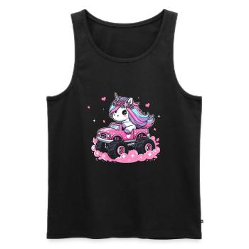 Monster Truck Einhorn Geburtstagsfeier Mädchen - Männer Premium Bio Tank Top - Schwarz - Vorne - Michal (187cm)