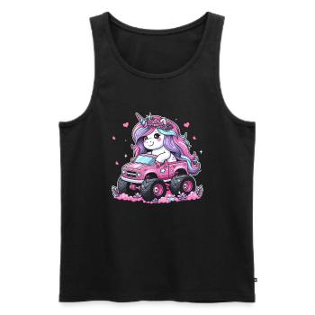 Monster Truck Einhorn Geburtstagsfeier Mädchen - Männer Premium Bio Tank Top - Schwarz - Vorne - Michal (187cm)