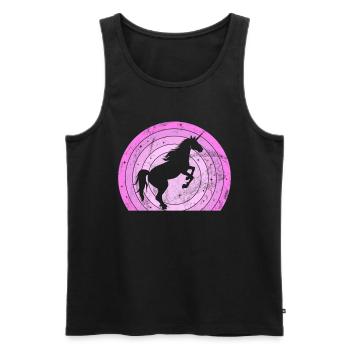 Einhorn -Retro -Einhorn Mythischer Kreatur Einhorn - Männer Premium Bio Tank Top - Schwarz - Vorne - Michal (187cm)