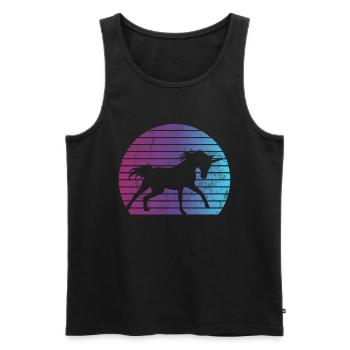 Einhorn -Retro -Einhorn Mythischer Kreatur Einhorn - Männer Premium Bio Tank Top - Schwarz - Vorne - Michal (187cm)