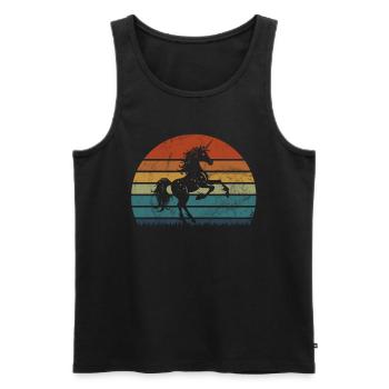 Einhorn -Retro -Einhorn Mythischer Kreatur Einhorn - Männer Premium Bio Tank Top - Schwarz - Vorne - Michal (187cm)